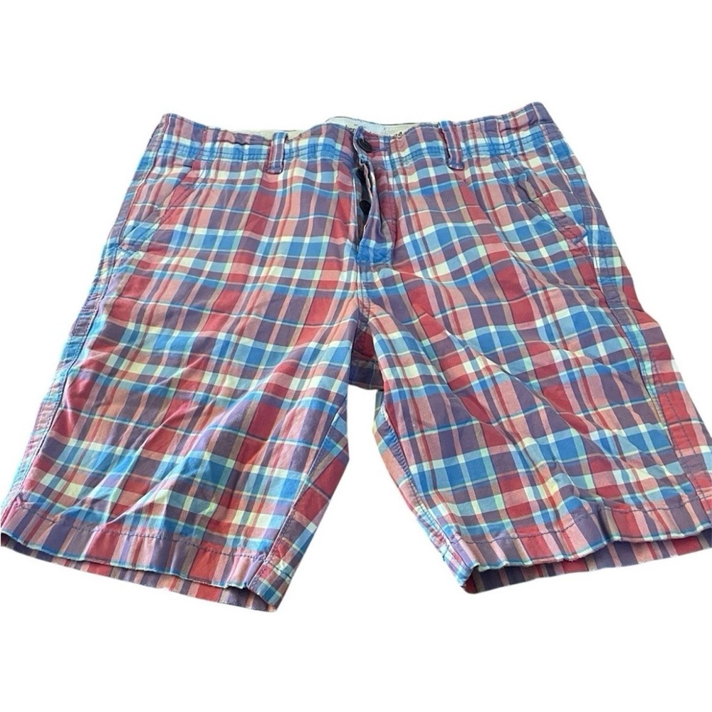 Abercrombie & Fitch Button Fly Plaid Vintage Preppy Classic Shorts- Size 34